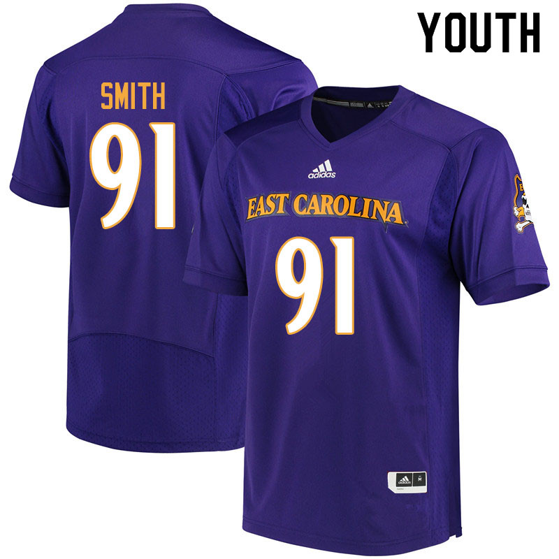 Youth #91 Brian Smith ECU Pirates College Football Jerseys Sale-Purple